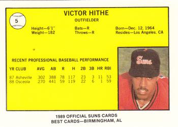 1989 Best Hagerstown Suns #5 Victor Hithe  Back