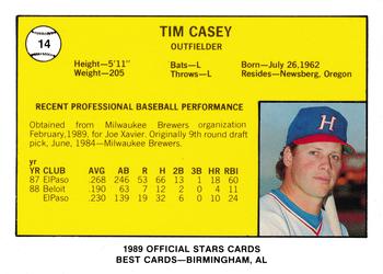 1989 Best Huntsville Stars #14 Tim Casey  Back