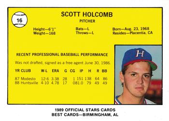1989 Best Huntsville Stars #16 Scott Holcomb  Back