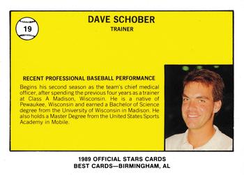 1989 Best Huntsville Stars #19 Dave Schober Back