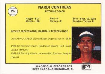1989 Best Jacksonville Expos #26 Nardi Contreras Back