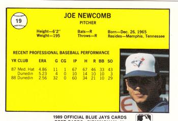 1989 Best Knoxville Blue Jays #19 Joe Newcomb  Back