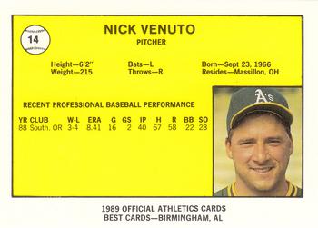 1989 Best Medford Athletics #14 Nick Venuto  Back
