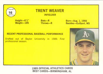 1989 Best Medford Athletics #16 Trent Weaver  Back