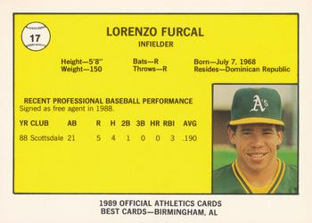 1989 Best Medford Athletics #17 Lorenzo Furcal  Back