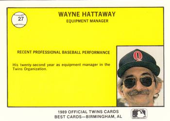 1989 Best Orlando Twins #27 Wayne Hattaway Back