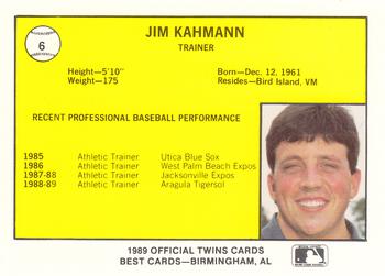 1989 Best Orlando Twins #6 Jim Kahmann Back