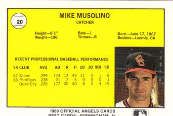 1989 Best Quad City Angels #20 Mike Musolino  Back