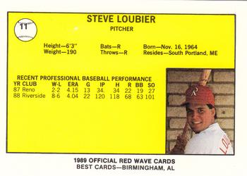1989 Best Riverside Red Wave #11 Stephen Loubier  Back