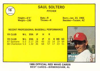 1989 Best Riverside Red Wave #16 Saul Soltero  Back