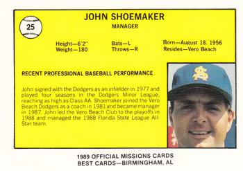 1989 Best San Antonio Missions #25 John Shoemaker Back