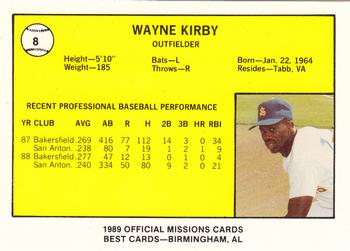 1989 Best San Antonio Missions #8 Wayne Kirby  Back