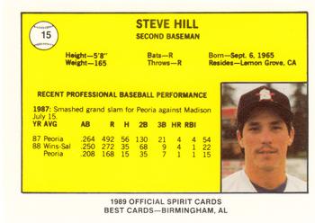 1989 Best San Bernardino Spirit #15 Steve Hill  Back