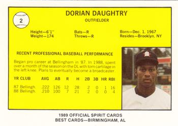 1989 Best San Bernardino Spirit #2 Dorian Daughtry  Back