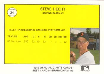 1989 Best San Jose Giants #24 Steve Hecht  Back