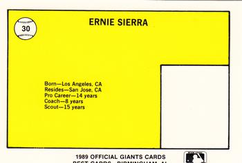 1989 Best San Jose Giants #30 Ernie Sierra  Back
