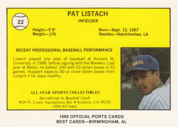 1989 Best Stockton Ports #22 Pat Listach  Back