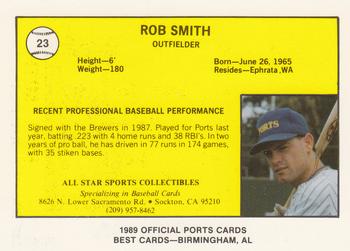 1989 Best Stockton Ports #23 Rob Smith  Back