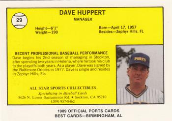 1989 Best Stockton Ports #29 Dave Huppert Back