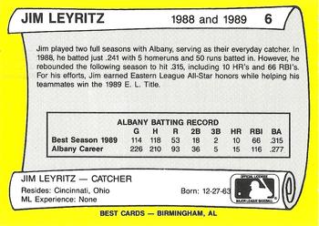 1990 Best Albany-Colonie A's/Yankees All Decade #6 Jim Leyritz  Back