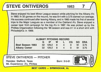 1990 Best Albany-Colonie A's/Yankees All Decade #7 Steve Ontiveros  Back