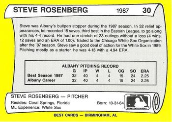 1990 Best Albany-Colonie A's/Yankees All Decade #30 Steve Rosenberg  Back