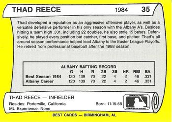 1990 Best Albany-Colonie A's/Yankees All Decade #35 Thad Reece  Back