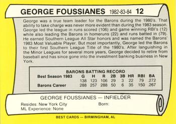 1990 Best Birmingham Barons All Decade #12 George Foussianes  Back