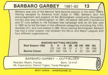 1990 Best Birmingham Barons All Decade #13 Barbaro Garbey  Back