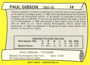 1990 Best Birmingham Barons All Decade #14 Paul Gibson  Back