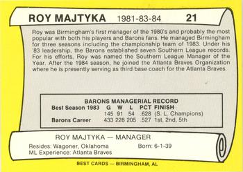 1990 Best Birmingham Barons All Decade #21 Roy Majtyka Back