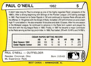1990 Best Cedar Rapids Reds All Decade #5 Paul O'Neill  Back
