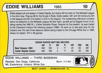 1990 Best Cedar Rapids Reds All Decade #10 Eddie Williams  Back