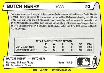 1990 Best Cedar Rapids Reds All Decade #23 Butch Henry  Back