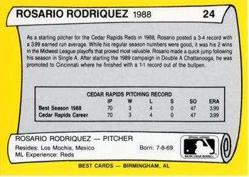1990 Best Cedar Rapids Reds All Decade #24 Rosario Rodriguez  Back
