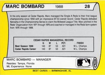 1990 Best Cedar Rapids Reds All Decade #28 Marc Bombard Back
