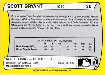 1990 Best Cedar Rapids Reds All Decade #30 Scott Bryant  Back