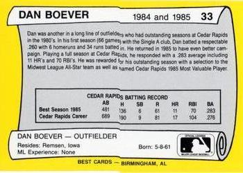 1990 Best Cedar Rapids Reds All Decade #33 Dan Boever  Back