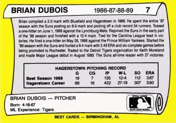 1990 Best Hagerstown Suns All Decade #7 Brian Dubois  Back