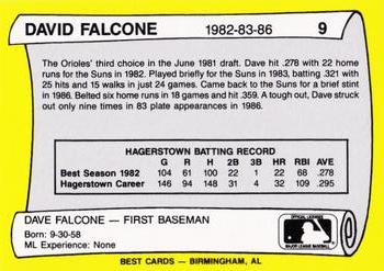 1990 Best Hagerstown Suns All Decade #9 Dave Falcone  Back