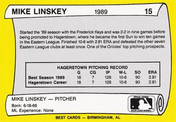 1990 Best Hagerstown Suns All Decade #15 Mike Linskey  Back