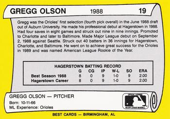 1990 Best Hagerstown Suns All Decade #19 Gregg Olson  Back