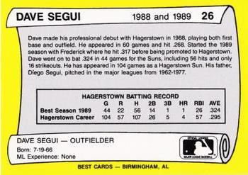 1990 Best Hagerstown Suns All Decade #26 David Segui  Back