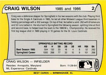 1990 Best Springfield Cardinals All Decade #2 Craig Wilson  Back