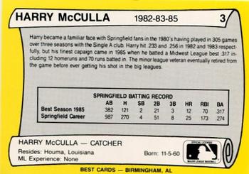 1990 Best Springfield Cardinals All Decade #3 Harry McCulla  Back