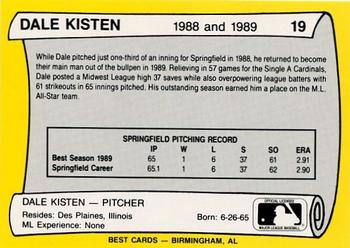 1990 Best Springfield Cardinals All Decade #19 Dale Kisten  Back
