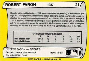 1990 Best Springfield Cardinals All Decade #21 Robert Faron  Back