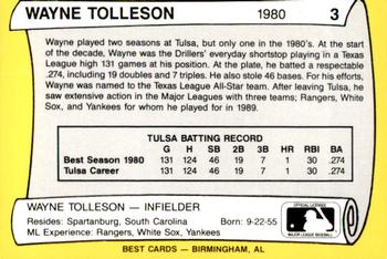 1990 Best Tulsa Drillers All Decade 1980's #3 Wayne Tolleson  Back