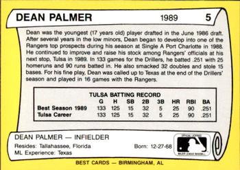 1990 Best Tulsa Drillers All Decade 1980's #5 Dean Palmer  Back