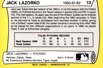 1990 Best Tulsa Drillers All Decade 1980's #13 Jack Lazorko  Back